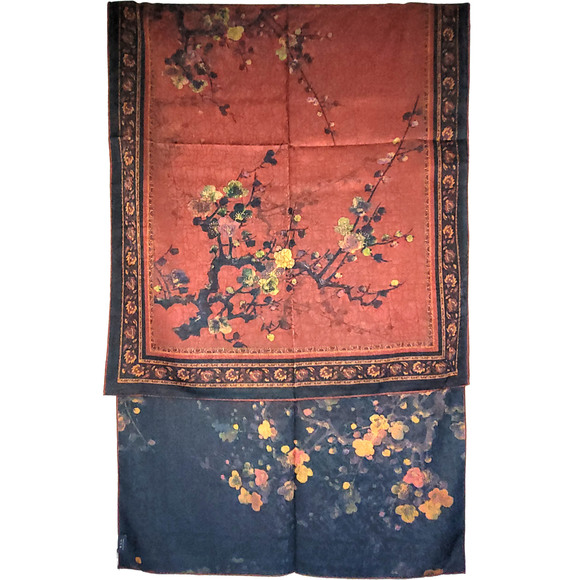 NWT Double-Sided Silk Scarf 27"x70" Long Rectangle Shawl Wrap 8692 - Picture 8 of 9